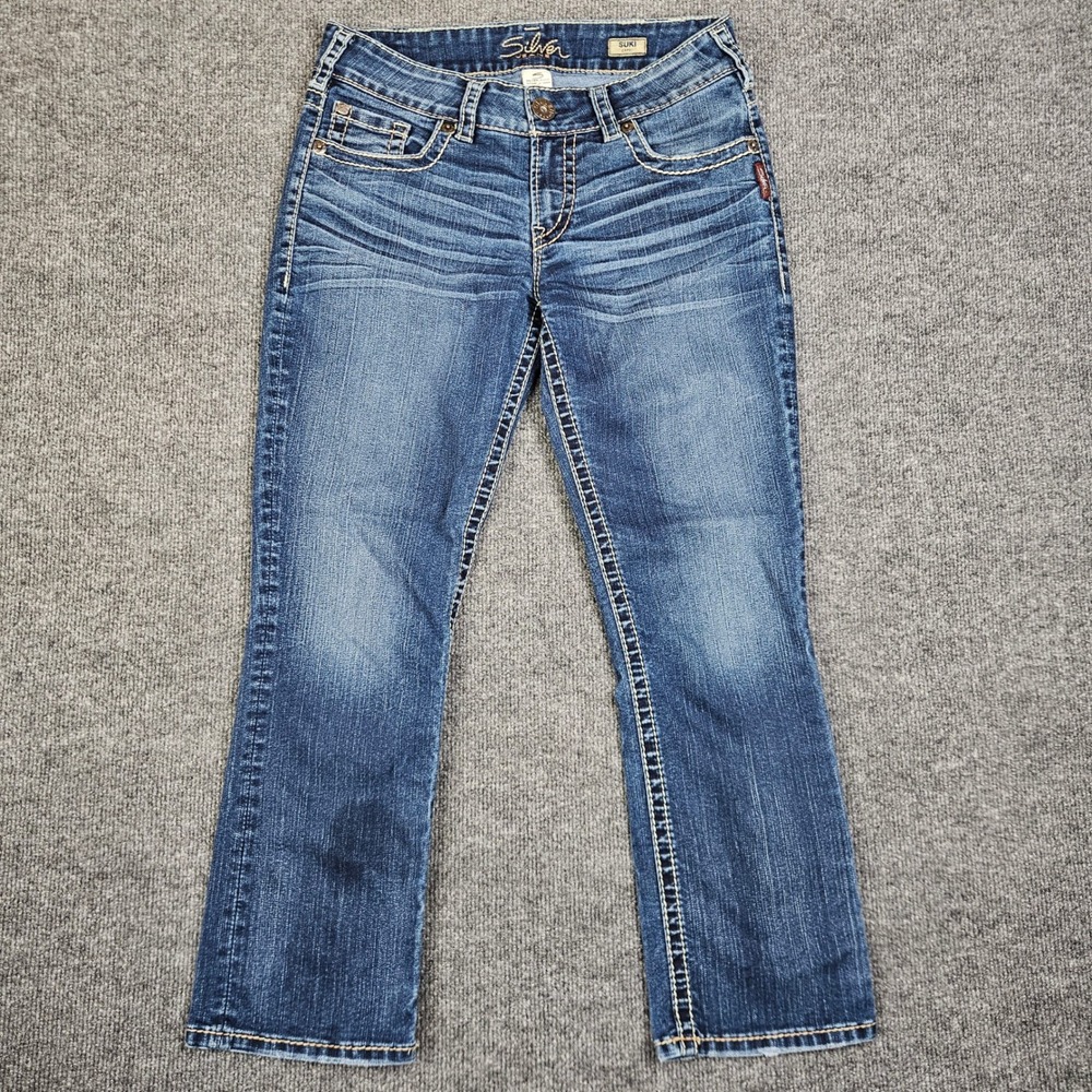 Silver Suki Capri Women's 29 Mid Rise Denim Stretch Dark Wash Casual READ